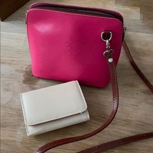 Genuine Italian leather crossbody and wallet